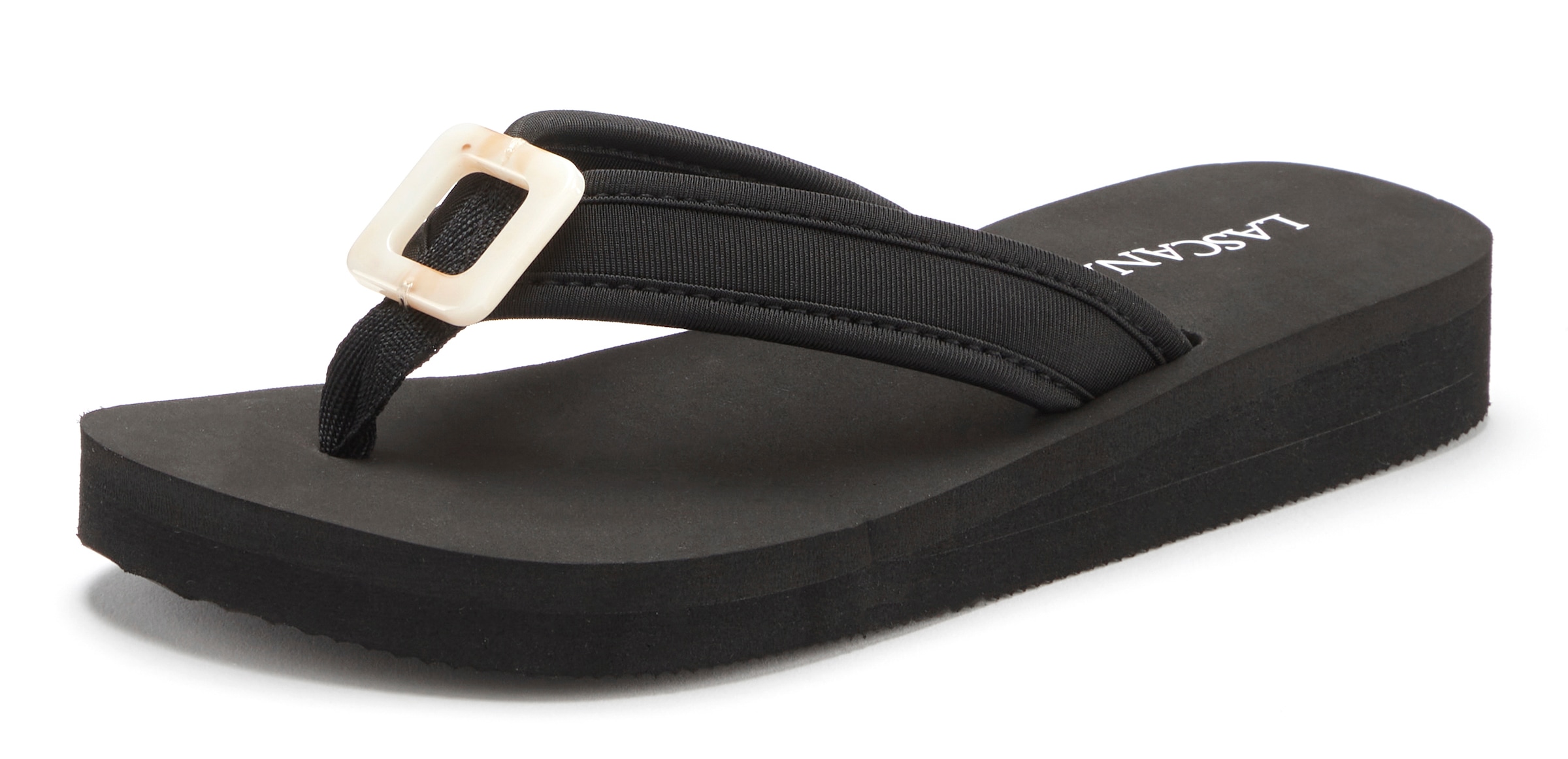 LASCANA Badezehentrenner »Sandale, Pantolette«  Zehentrenner, Badeschuh mit Zier Applikation VEGAN