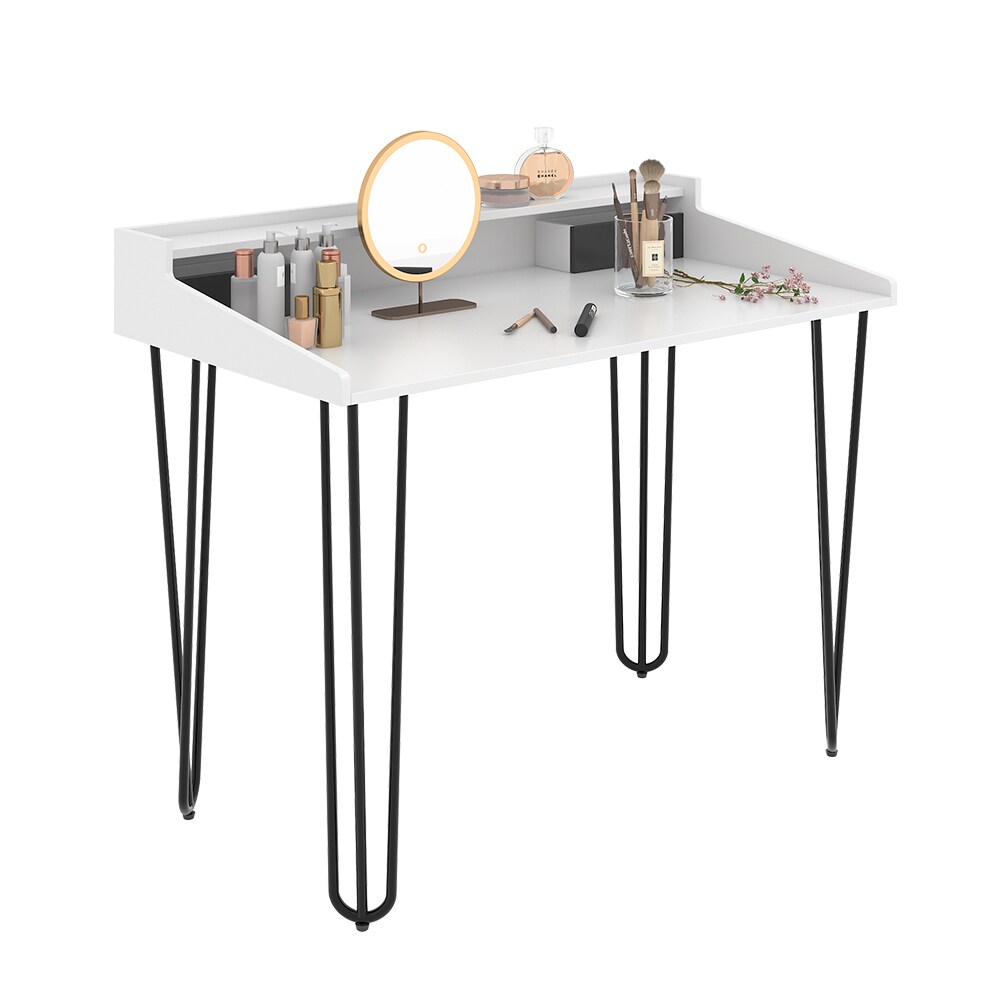 Vicco Schminktisch Sannar Weiß Schwarz 110 x 60 cm mit Schubladen