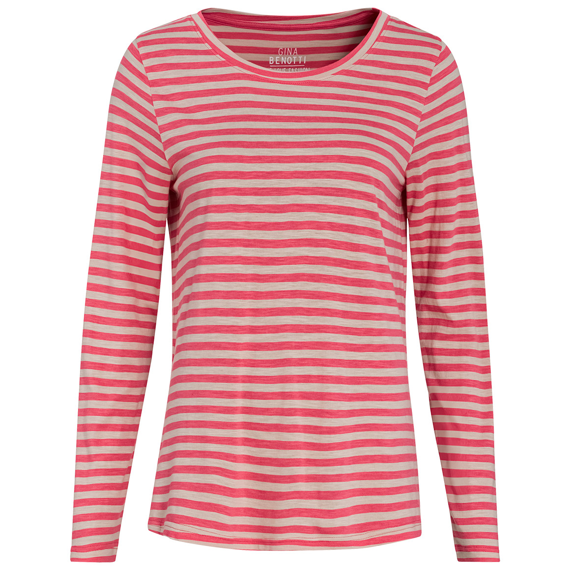 Gina Benotti Damen Langarmshirt gestreift pink / beige
