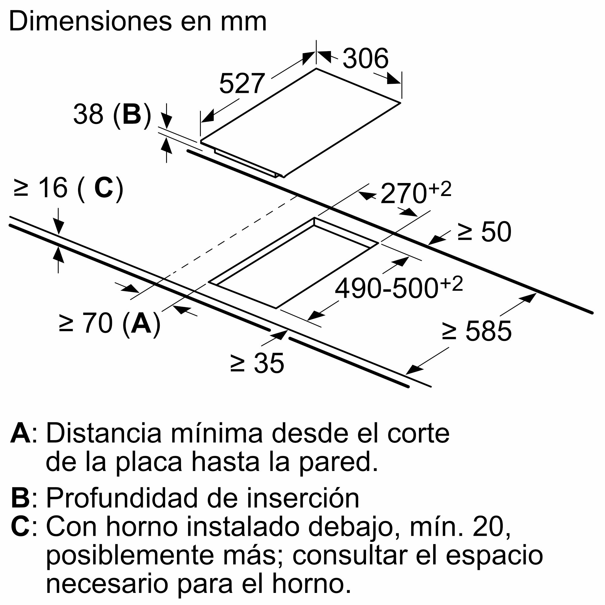 Placa Domino Série 6 de 30 cm na cor preta, com perfis PKF375FP2E