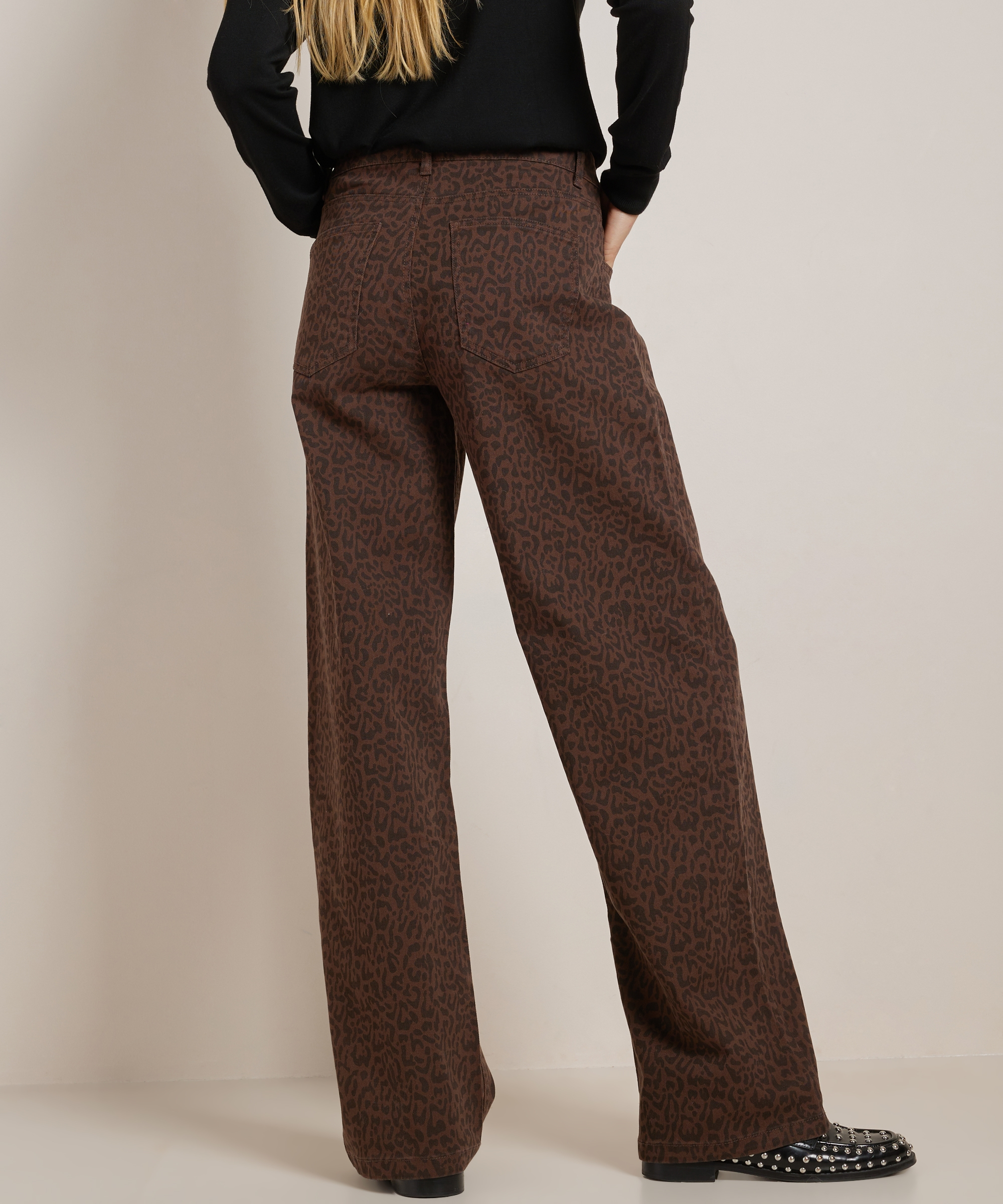 wide fit jeans stretch twill panterprint