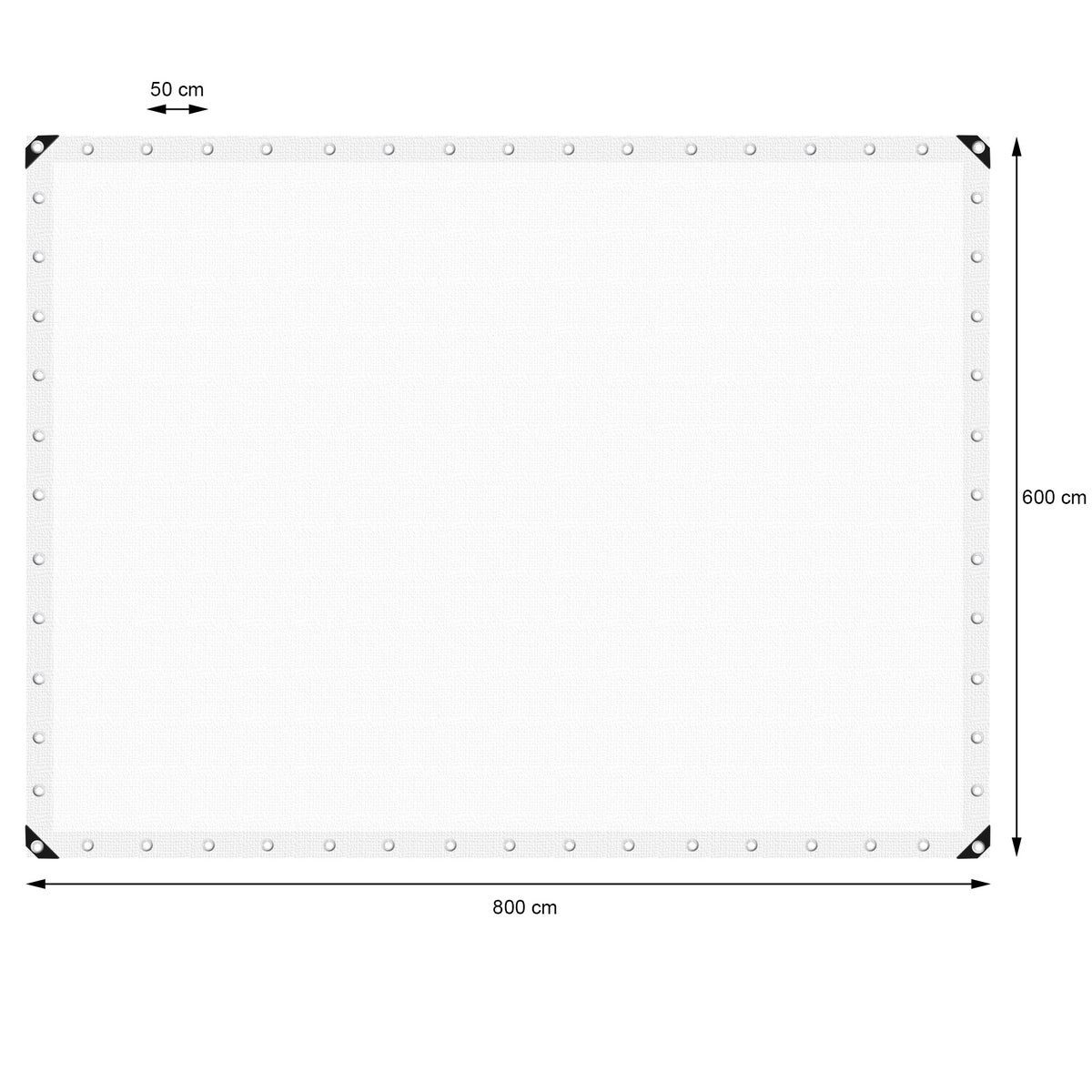 ECD Germany Afdekzeil met ogen, 6x8 m (48 m²), 260 g/m², wit, polyethyleen, schimmelwerend, waterdicht, scheurvast, beschermhoes, boothoes, tuinhoes, houten hoes, hoes voor tuinmeubelen, zwembad, auto