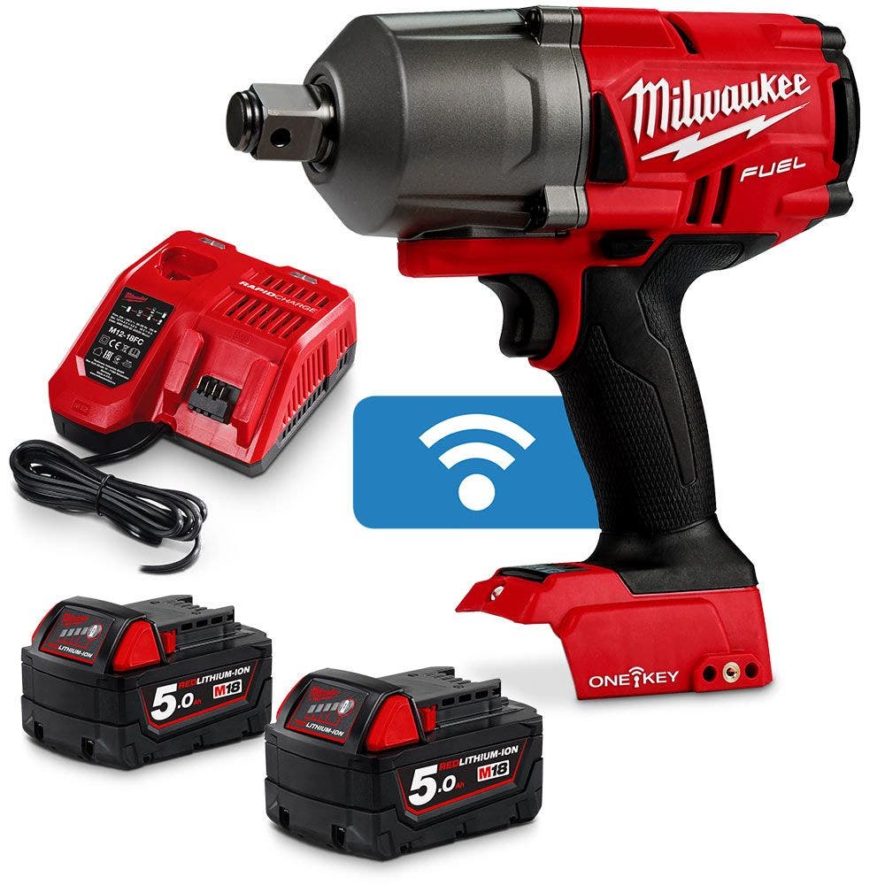 MILWAUKEE 18V FUEL™ ONE-KEY™ 3/4" 2x5.0Ah High Torque Impact Wrench Kit M18ONEFHIWF34-502C