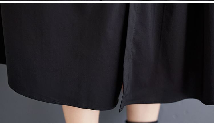 Shinobu - Asymmetrische midi-A-lijn overhemdjurk met korte mouwen