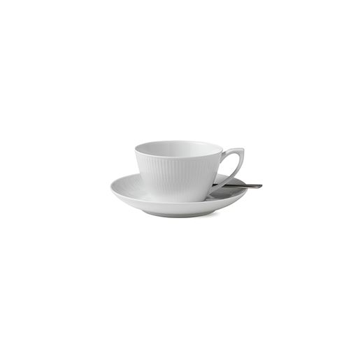 Royal Copenhagen Hvid Riflet Kop Med Underkop, 28 cl