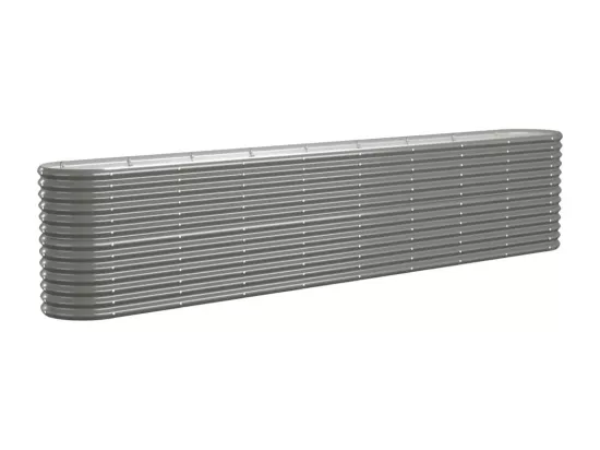 Lit surélevé de jardin Acier enduit de poudre 332x40x68 cm gris