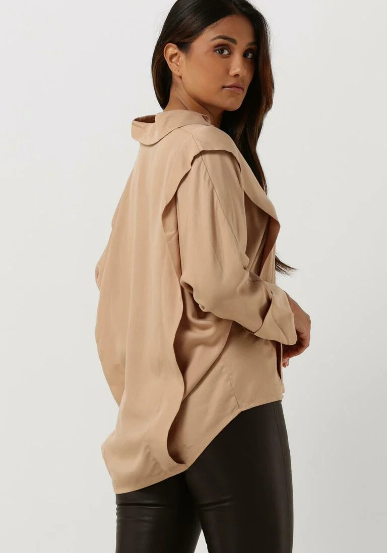 SIMPLE beige simple blouse leona wv-lyocel-22-3