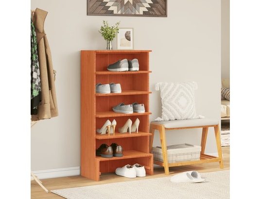 VIDAXL - Armoire à chaussures cire marron 52x30x104 cm bois pin massi...