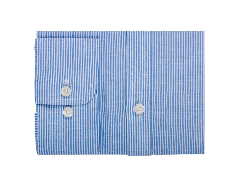 Chemise seersucker à rayures fines bleues foncées et blanches - COLBERT