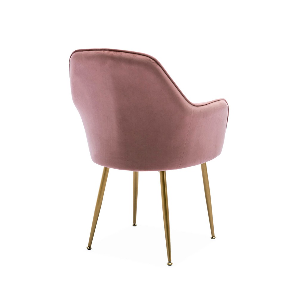 Lot de 2 fauteuils en velours vieux rose et pieds en métal doré. Shella l 58 x p 58 x h 85
