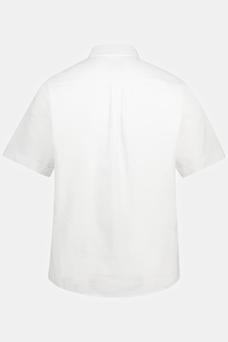 Seersucker-Hemd, Halbarm, Buttondown-Kragen, Modern Fit, Streifen