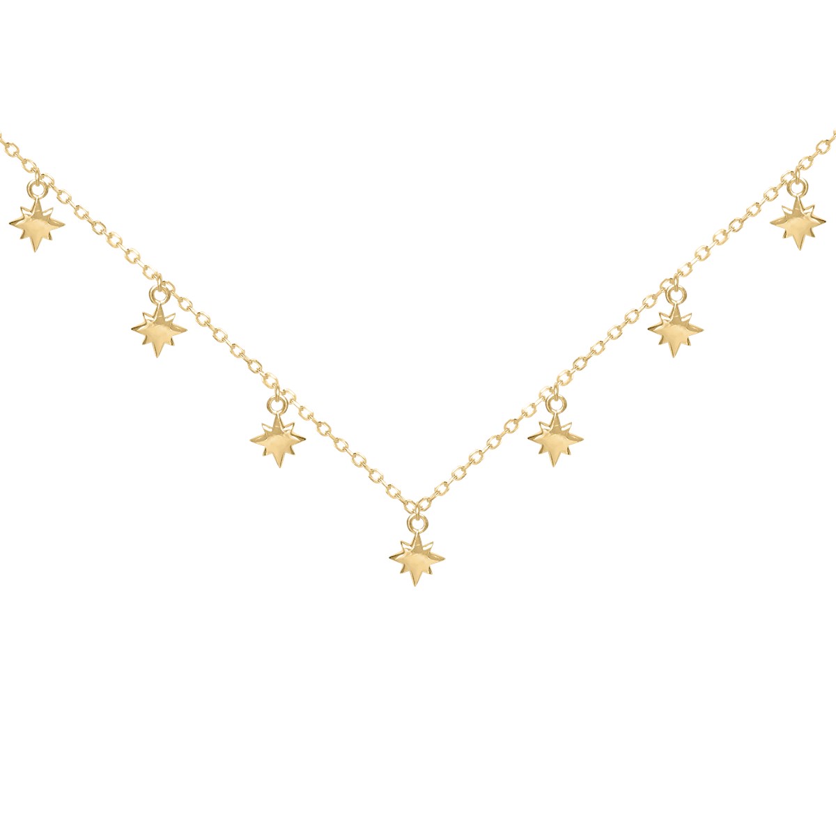 Collier en acier doré jaune étoiles