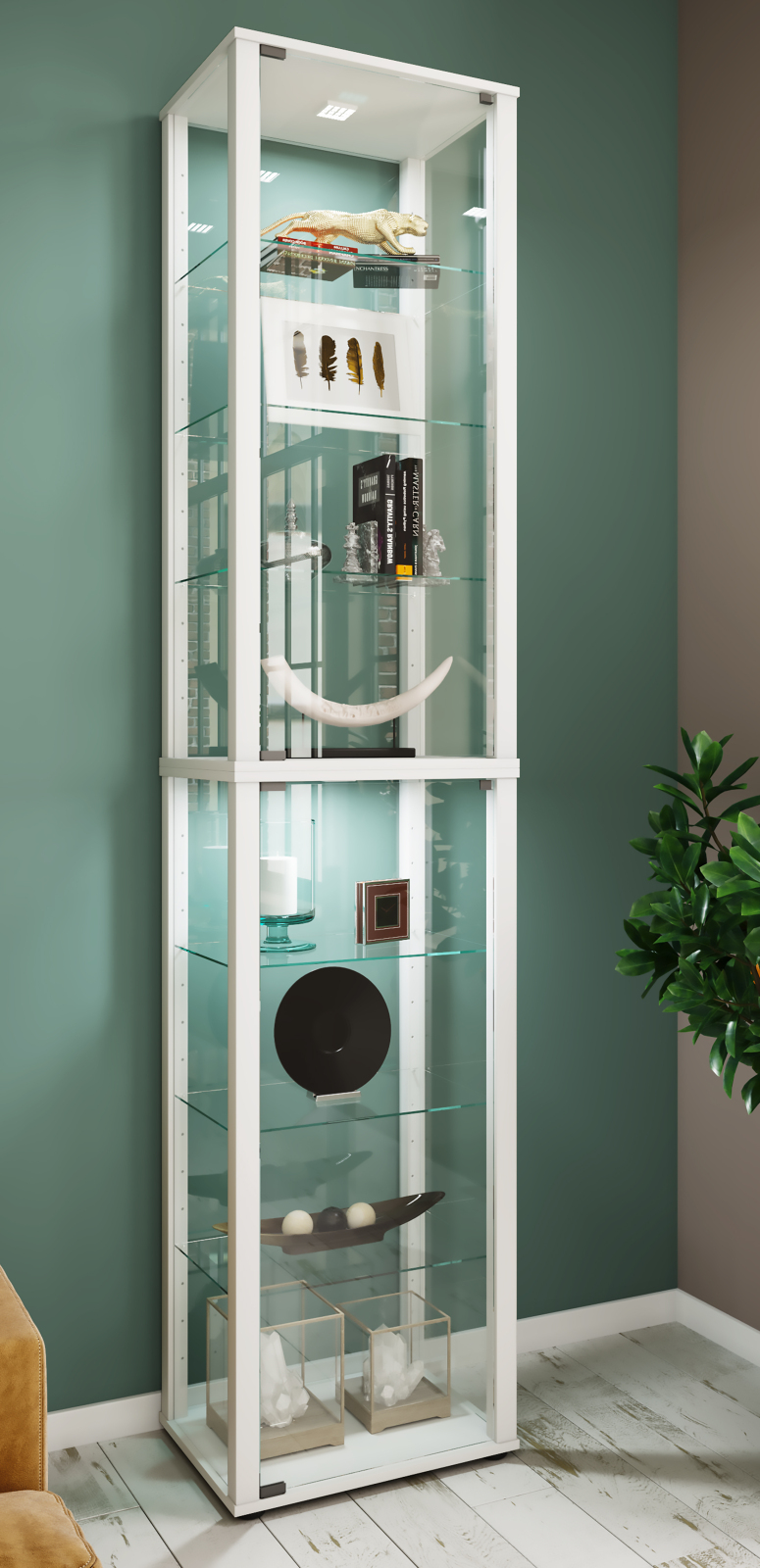 Vitrine KAVISA XL - weiß - 227 cm hoch