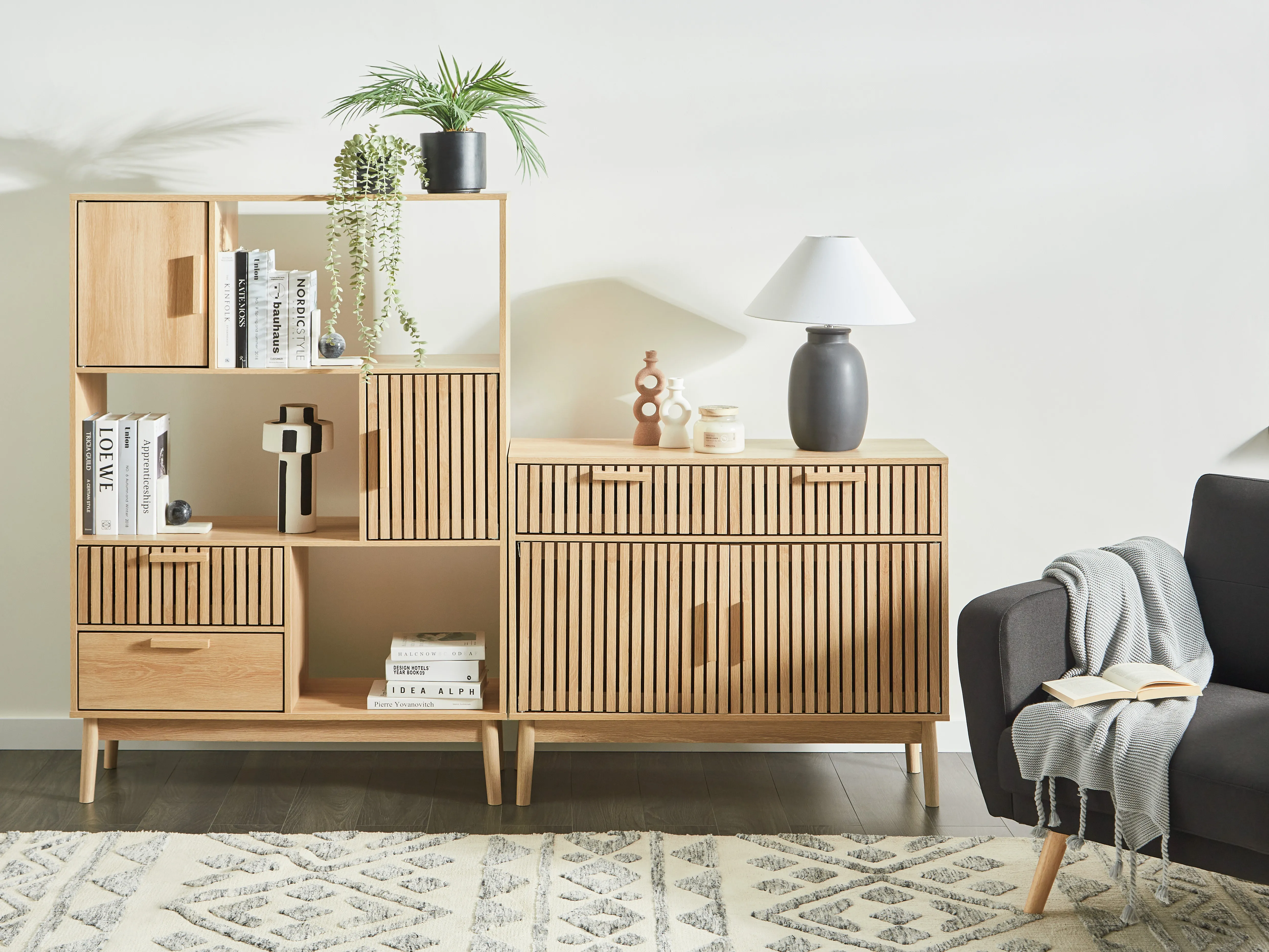 Dressoir met 2 deuren LYNWOOD Lichtbruin
