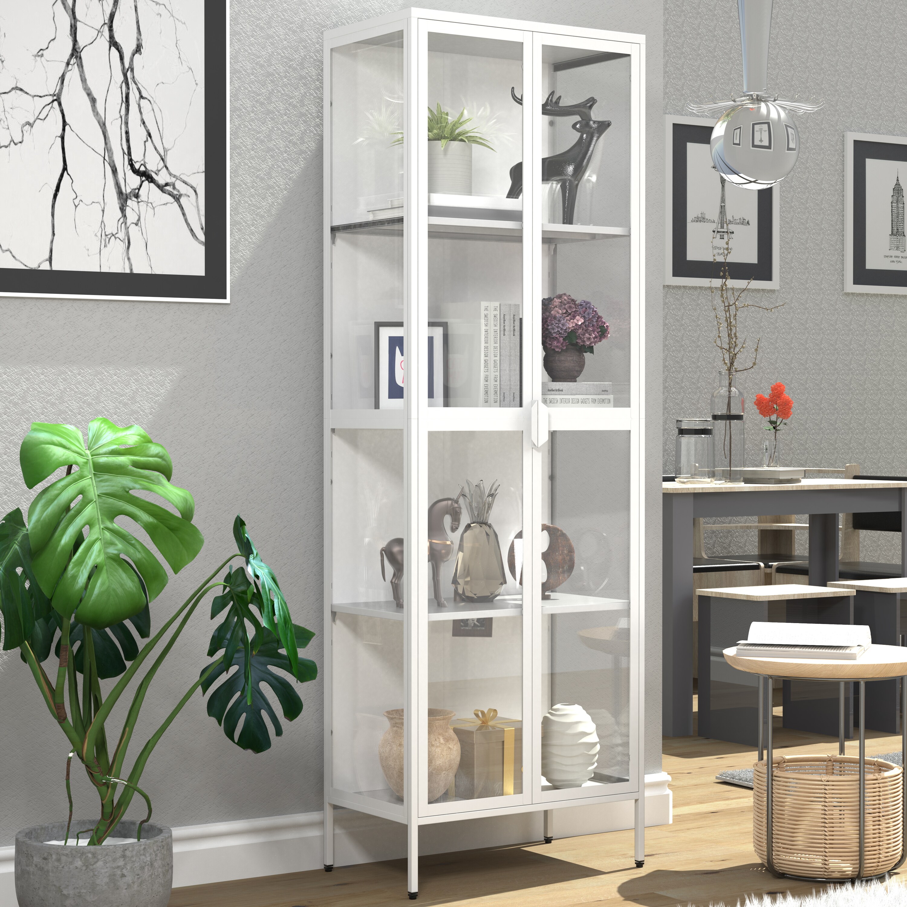 VCM Stahl Glas Vitrine Sammelvitrine Glasvitrine Schaukasten Standvitrine 180x60x35 Floka XXL