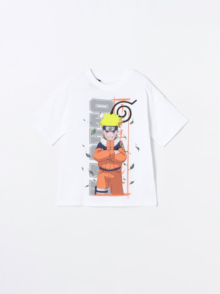 Camiseta Naruto Shippuden com estampa maxi - Branca