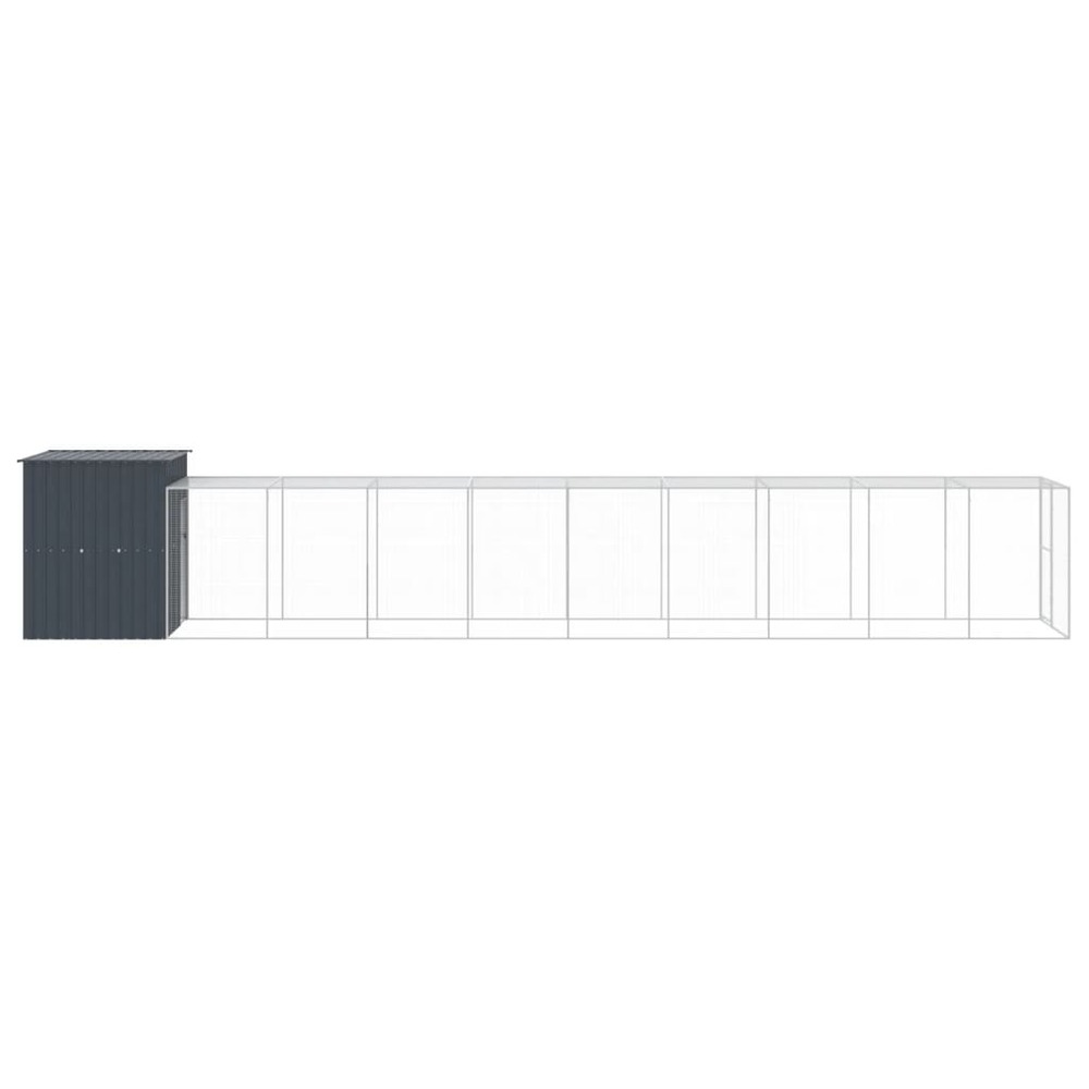 Poulailler avec cour anthracite 165x1067x181 cm acier galvanisé