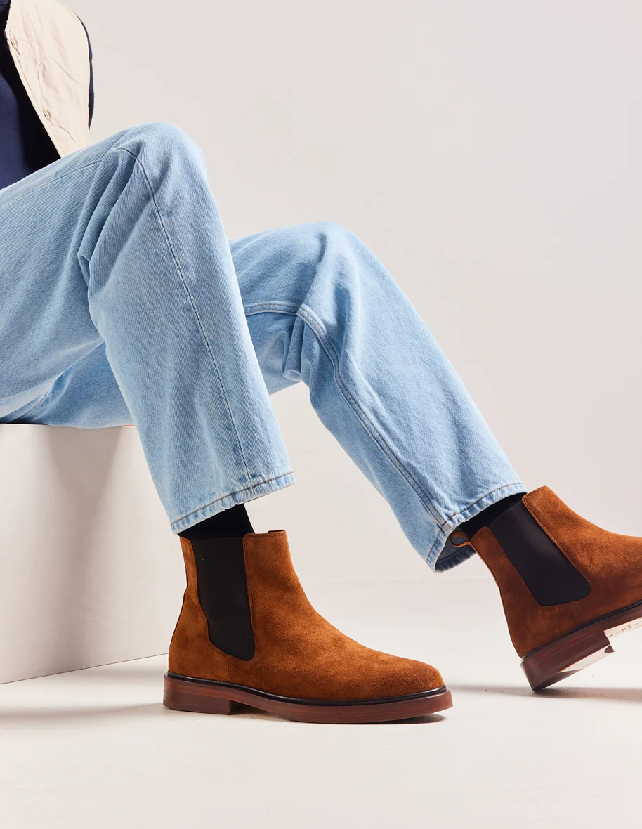 Bottines Nicolas - Suède cognac