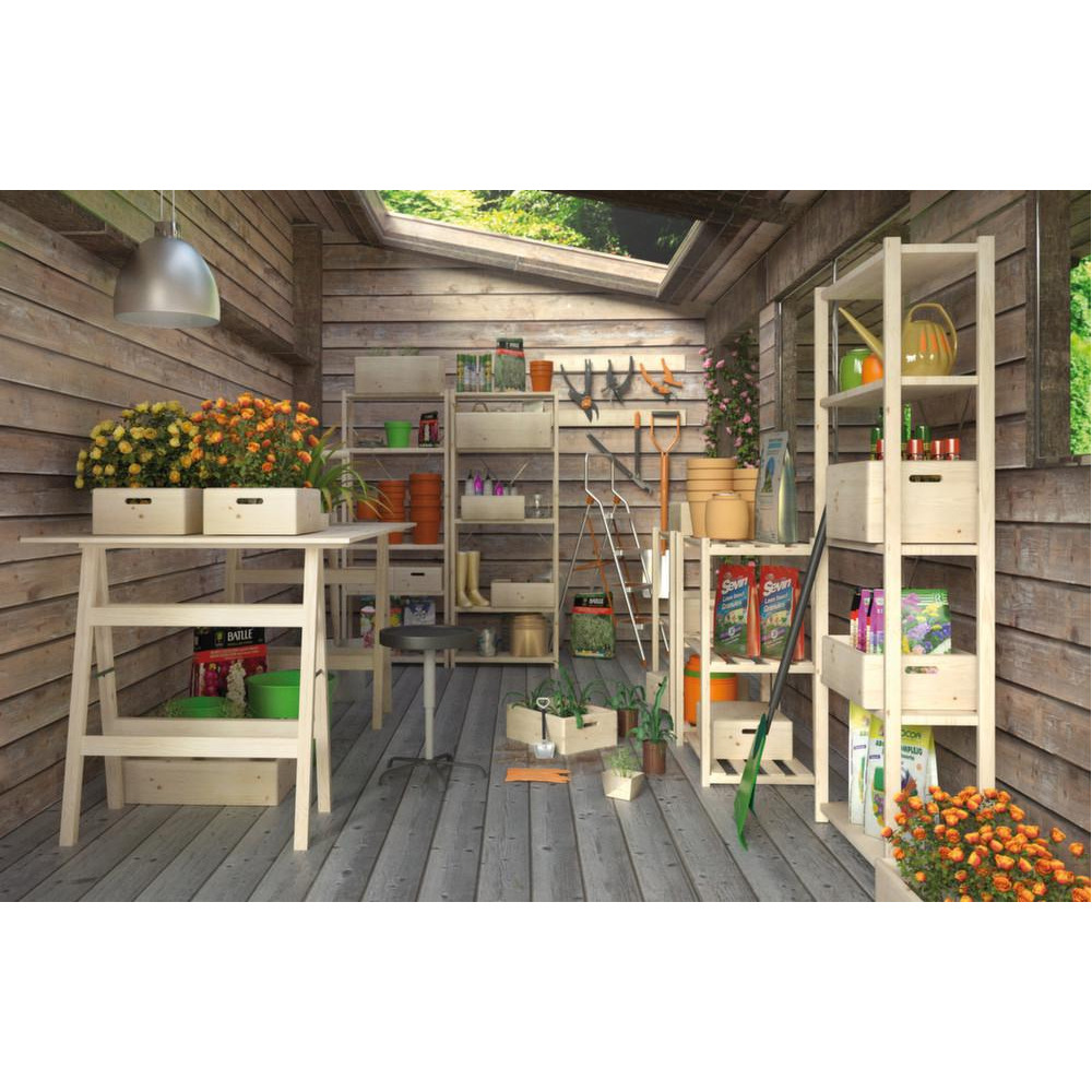 Caisse en bois brut de rangement (lot de 2)