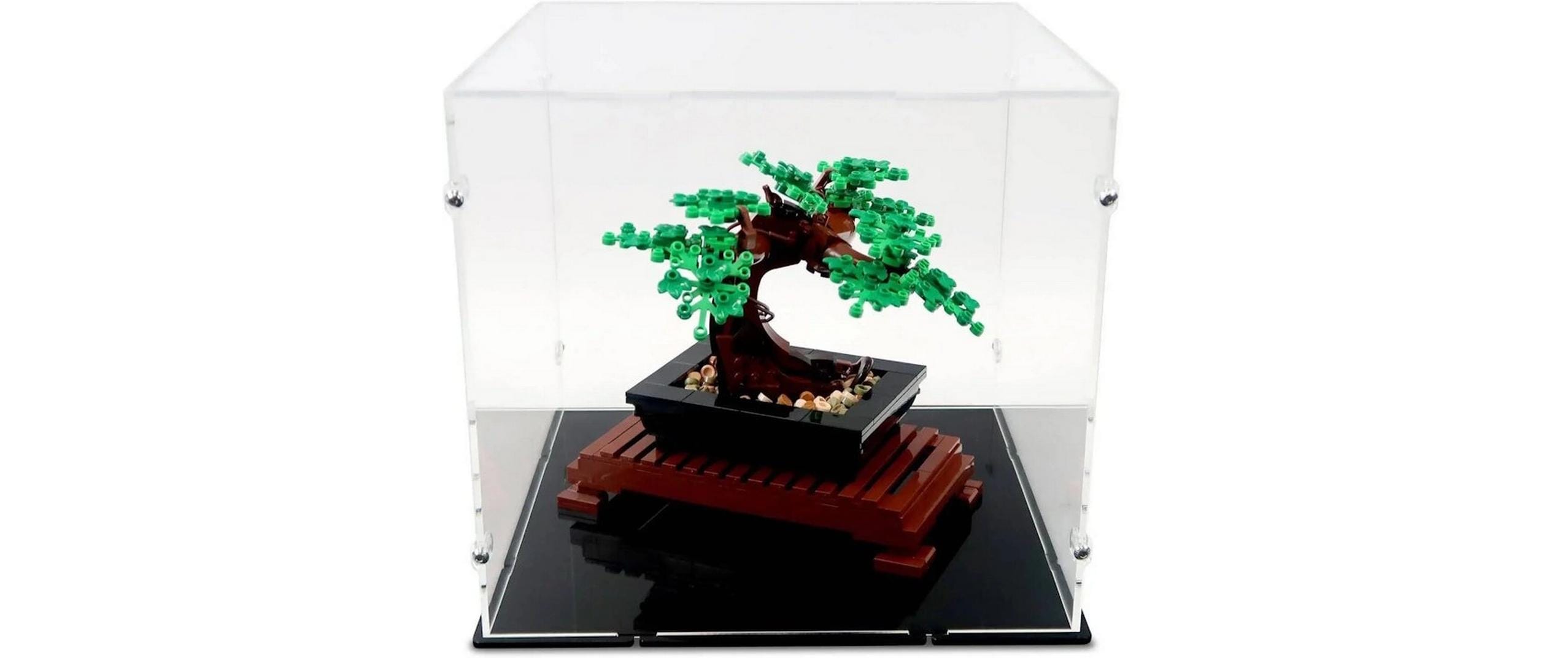 Baukasten Acryl-Display für LEGO 10281 Bonsai BaumAcryl-Display-Box mit schwarzem Boden und Noppen