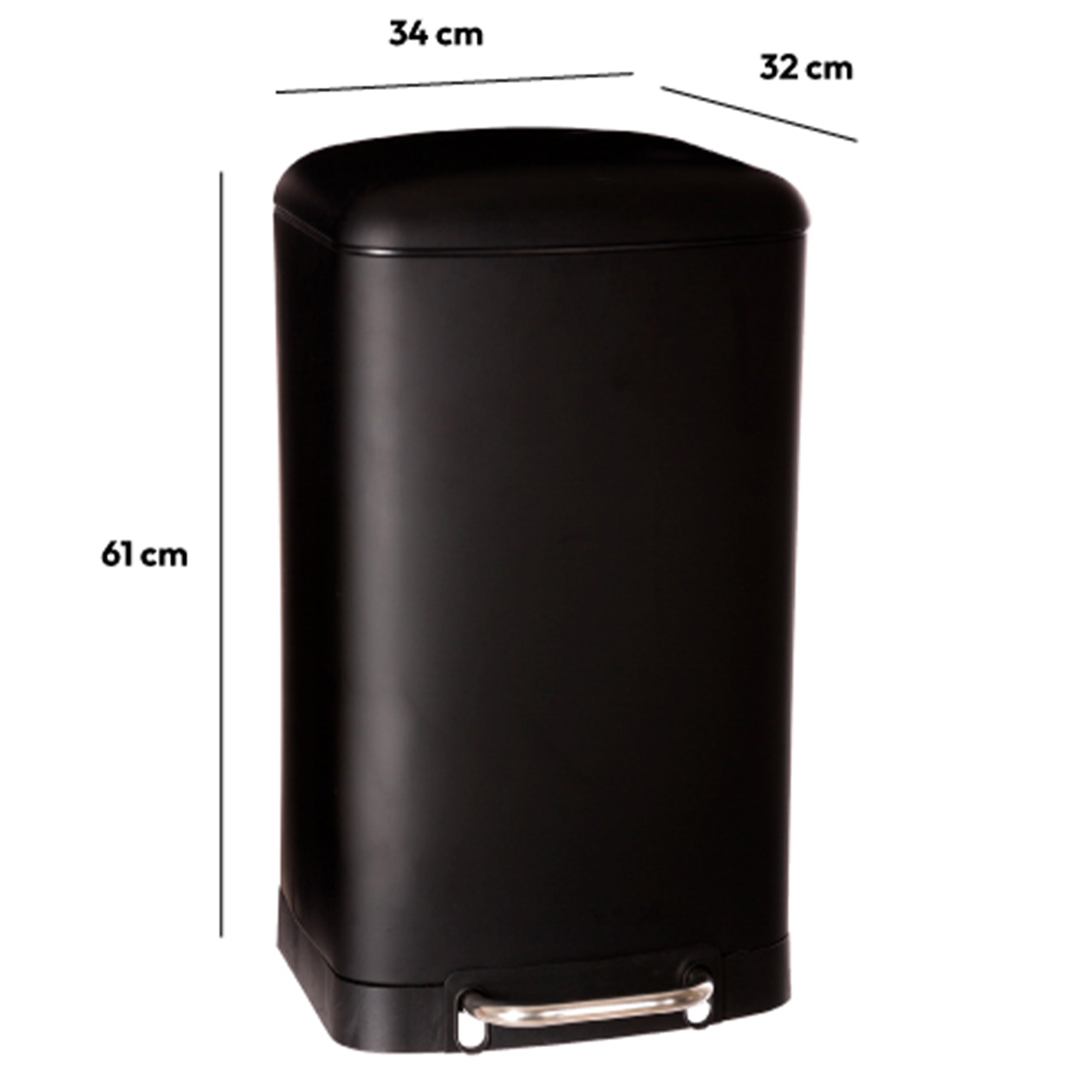 5Five Prullenbak|pedaalemmer - zwart - metaal - 30L - 34 x 61 cm