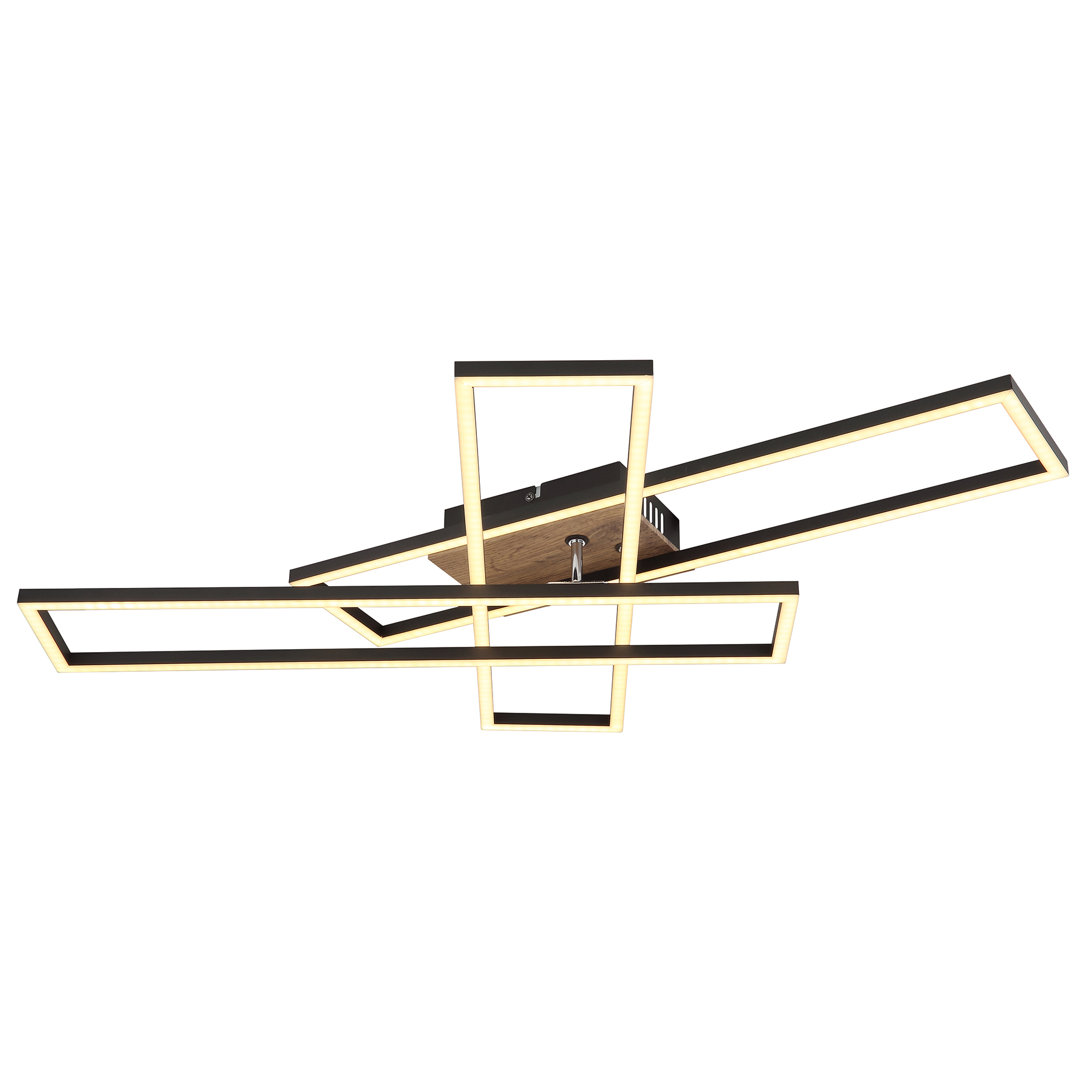 LED-Deckenleuchte - schwarz-Holzoptik-opal - 40 Watt