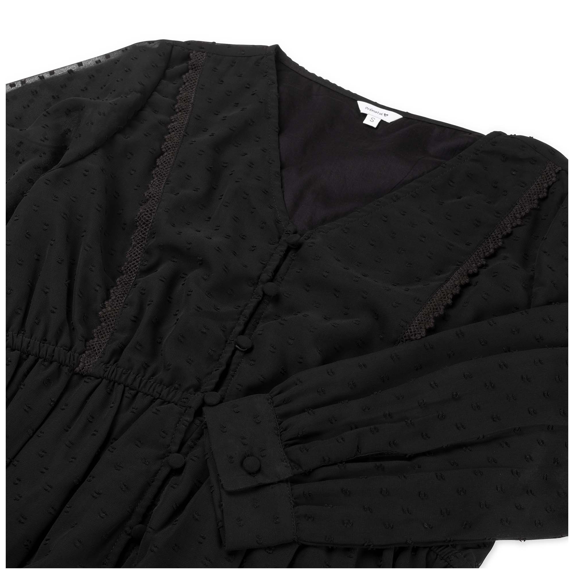 Prénatal zwangerschapsblouse lange mouwen effen zwart