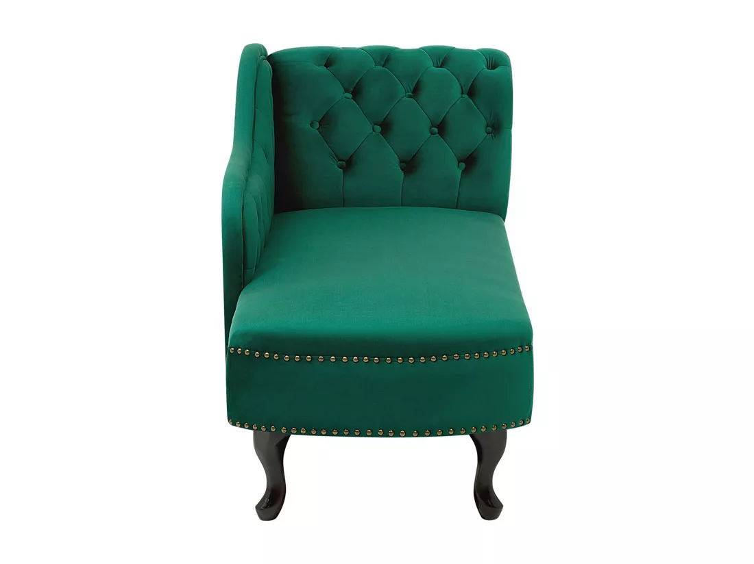 Méridienne à gauche chesterfield en velours vert NIMES