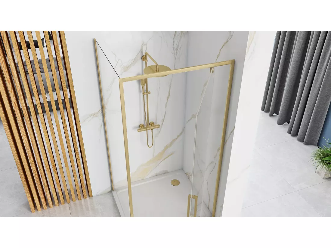 Cabine De Douche Rea Rapid Swing 100X80 Brush Gold