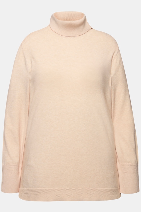 Rollkragenpullover, breite Rippbündchen, Langarm