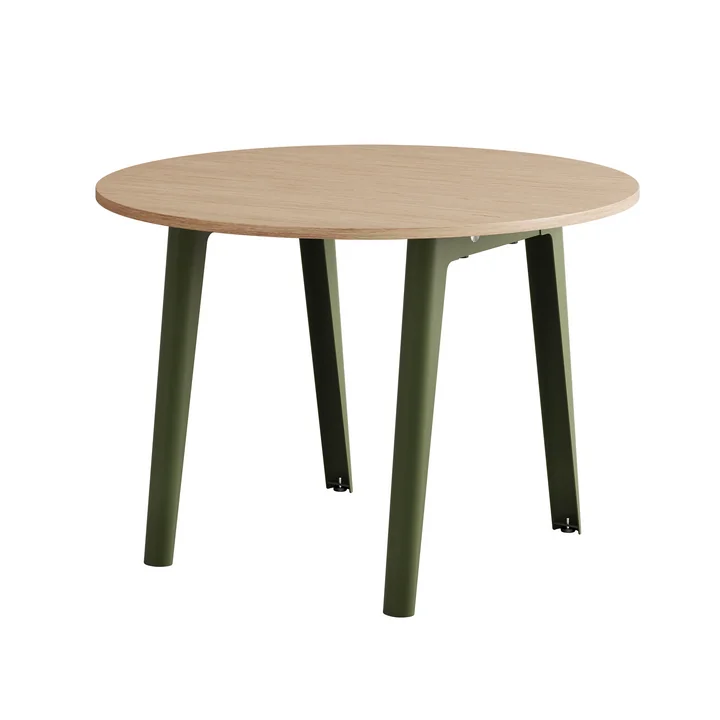 TipToe - NEW MODERN Esstisch Ø 110 cm, Eiche / rosemary green
