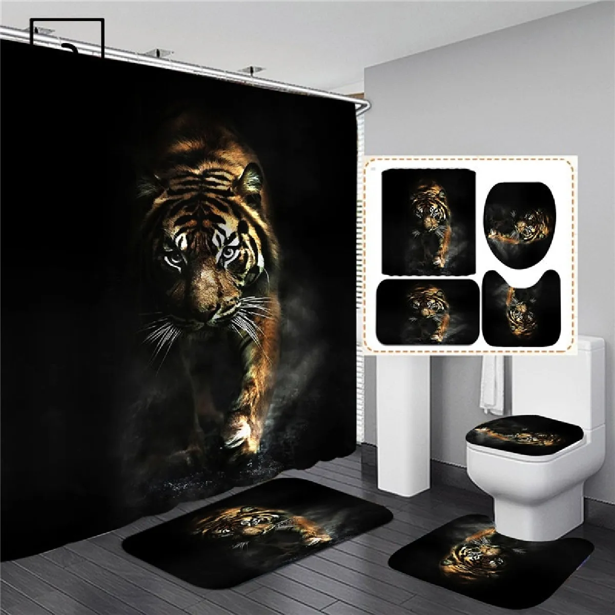 Universal Rideau de douche Tigre Noir