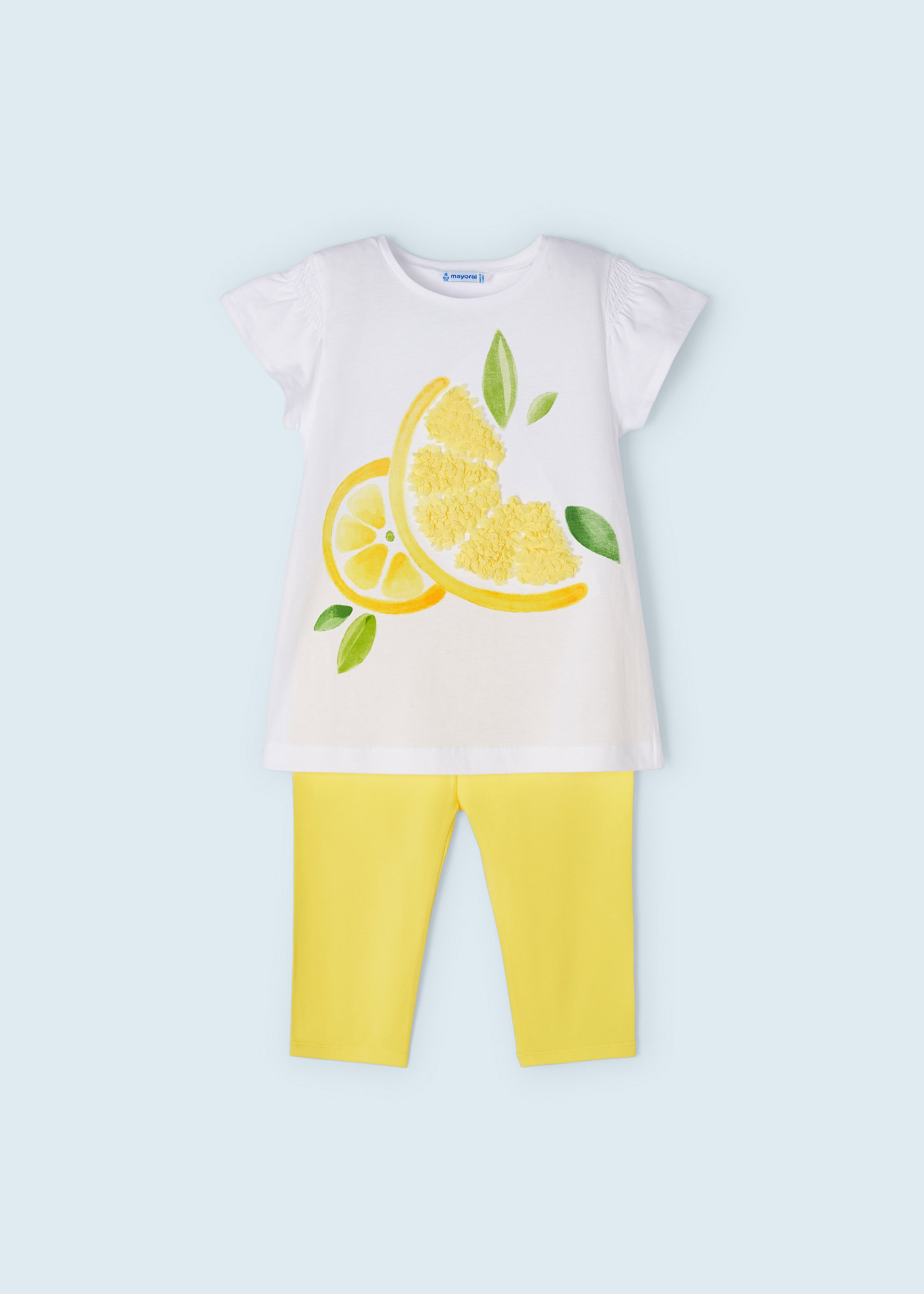 Conjunto de duas peças com calça legging capri de algodão para meninas