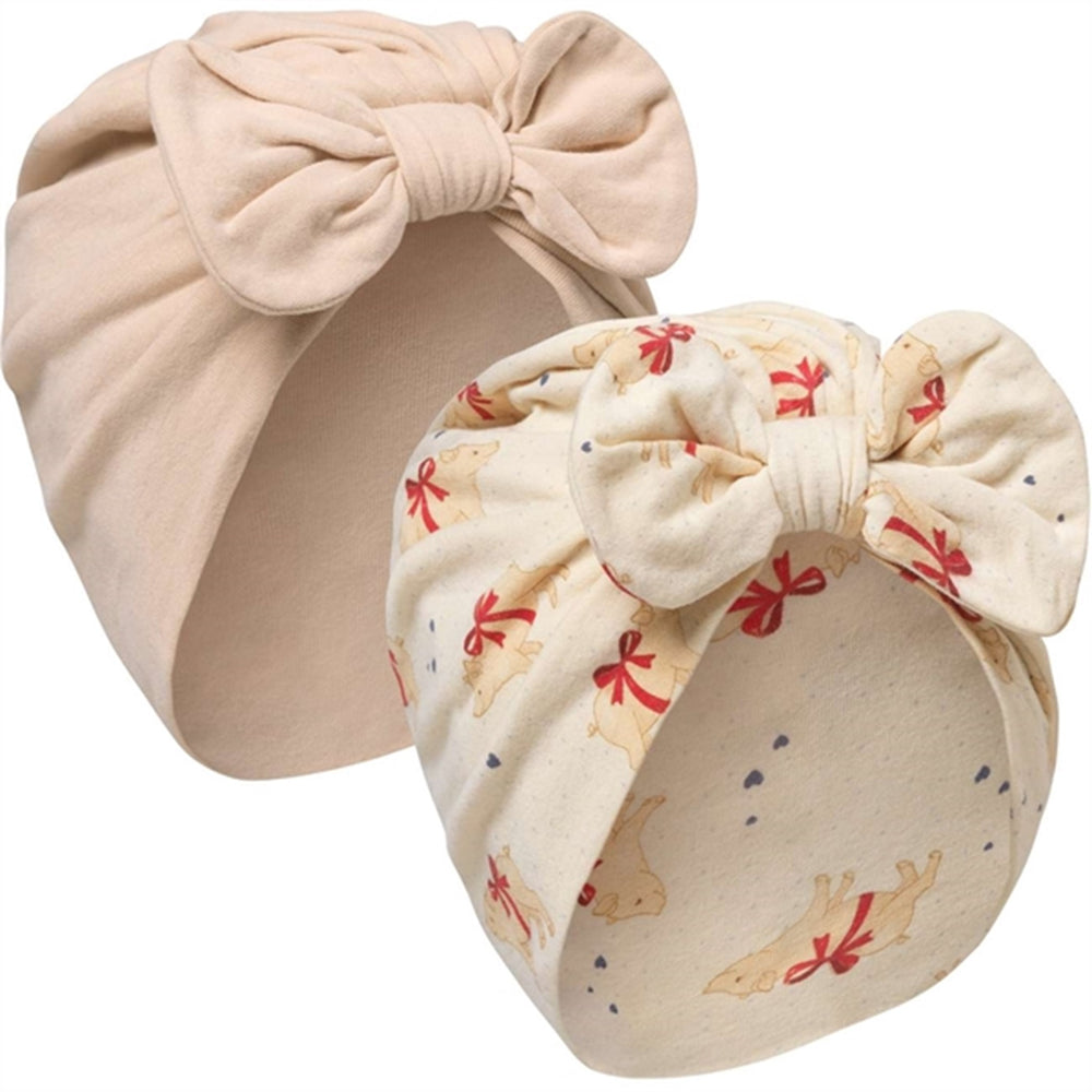 Marzipan/Sand Baby Bonnet 2-pak
