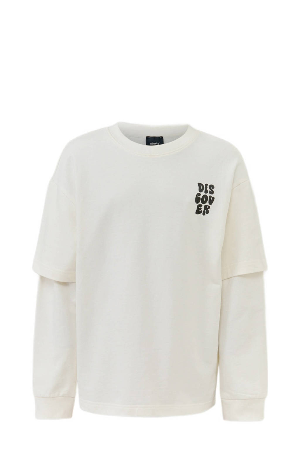 Shoeby longsleeve met backprint gebroken wit