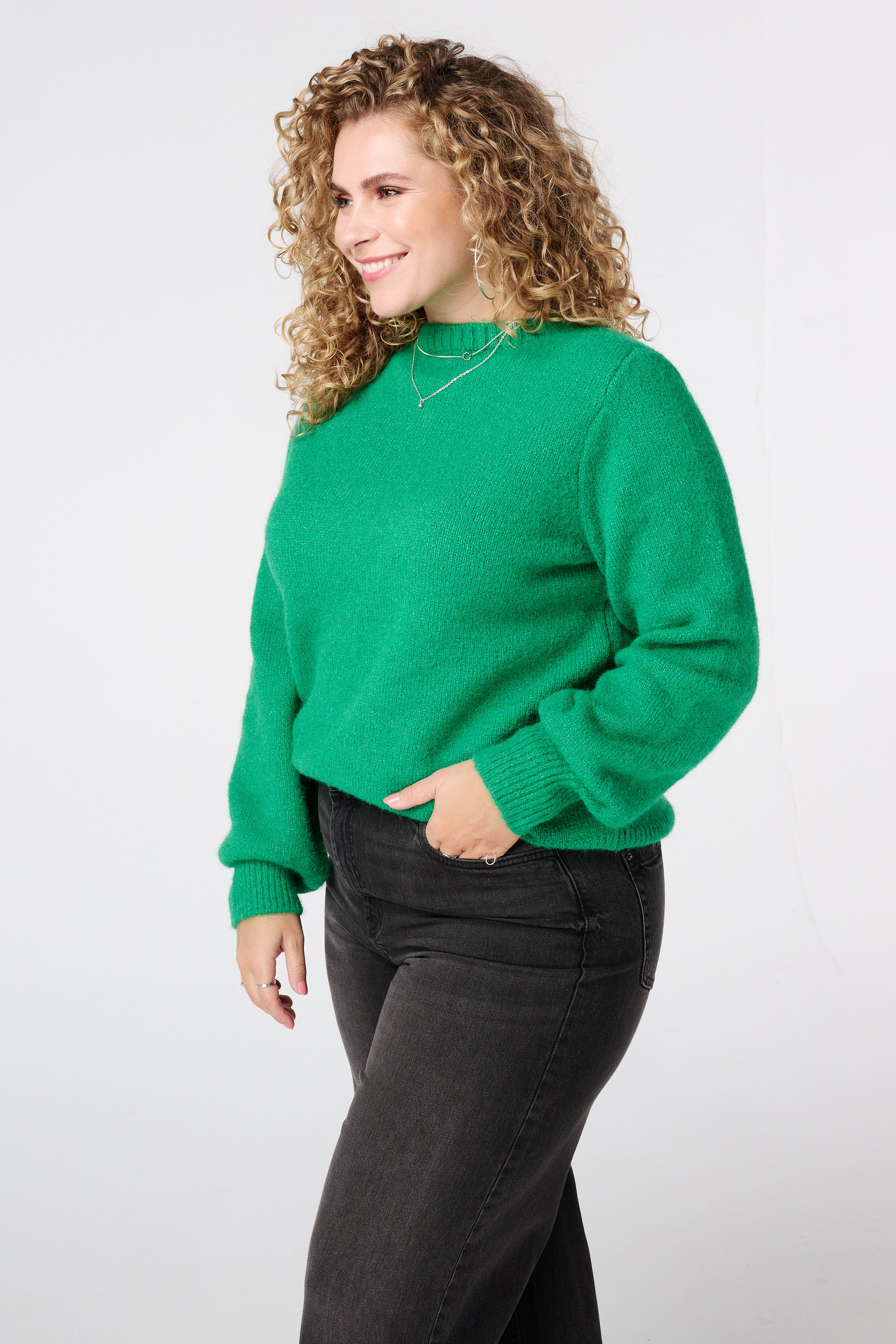 Fijn gebreid vest met knoopsluiting Fel groen
