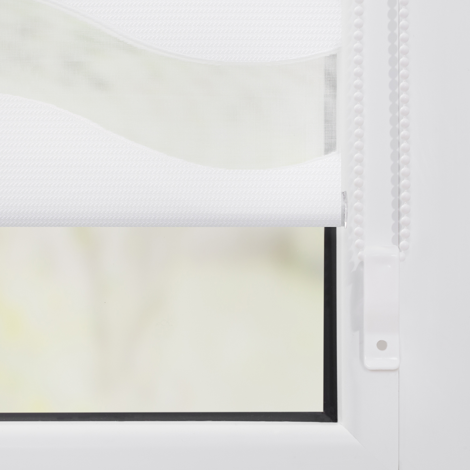 LICHTBLICK Doppelrollo - weiß - Wellen - 45x150 cm