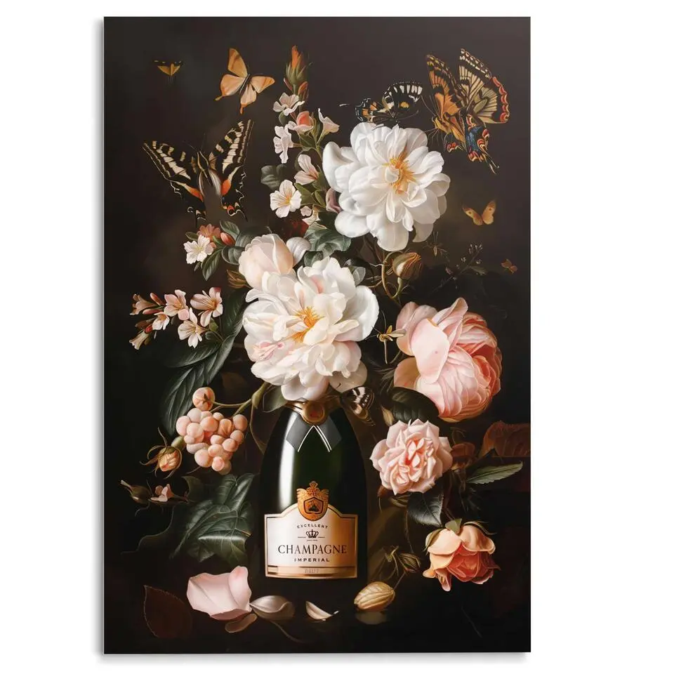 Glasschilderij Bloemenfeest - 116x78cm - Roze