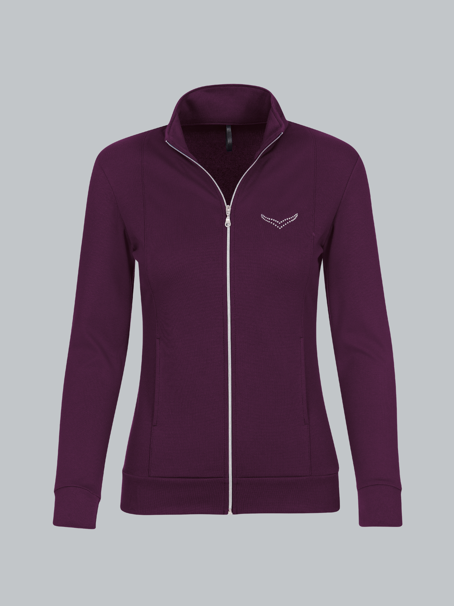 Jacke veredelt mit Kristallsteinen Aubergine