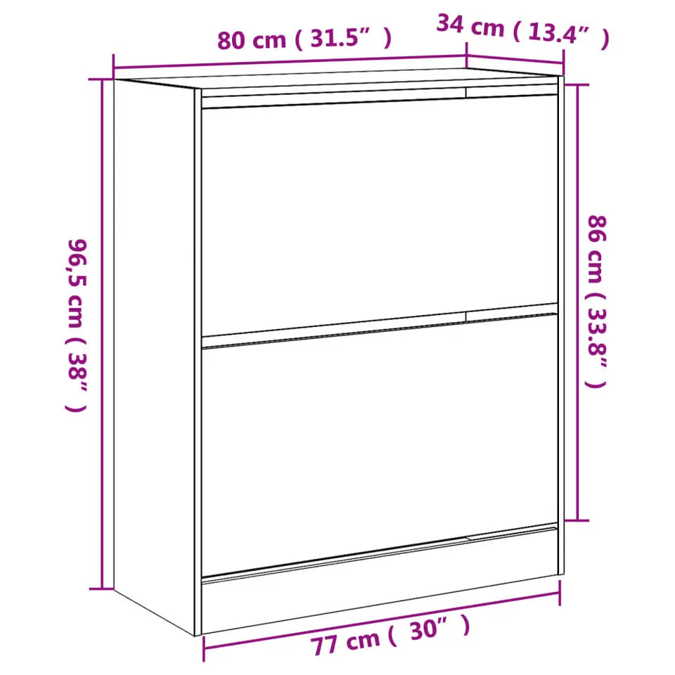 vidaXL - Schoenenrek - Wit - Bewerkt hout - 80 x 34 x 96.5 cm