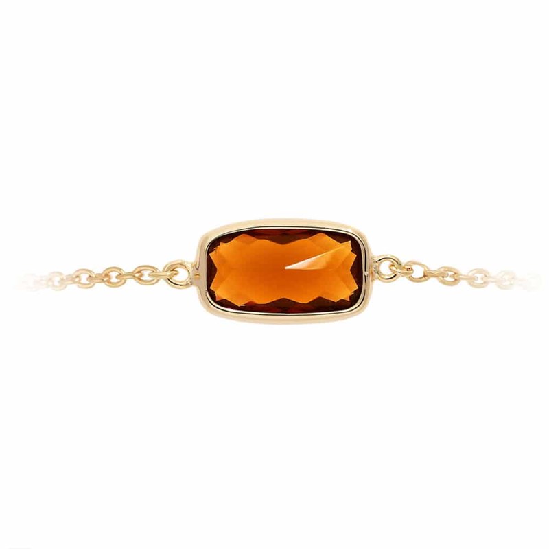 Bracelet Petit Galet Argent Doré Pierre Orange