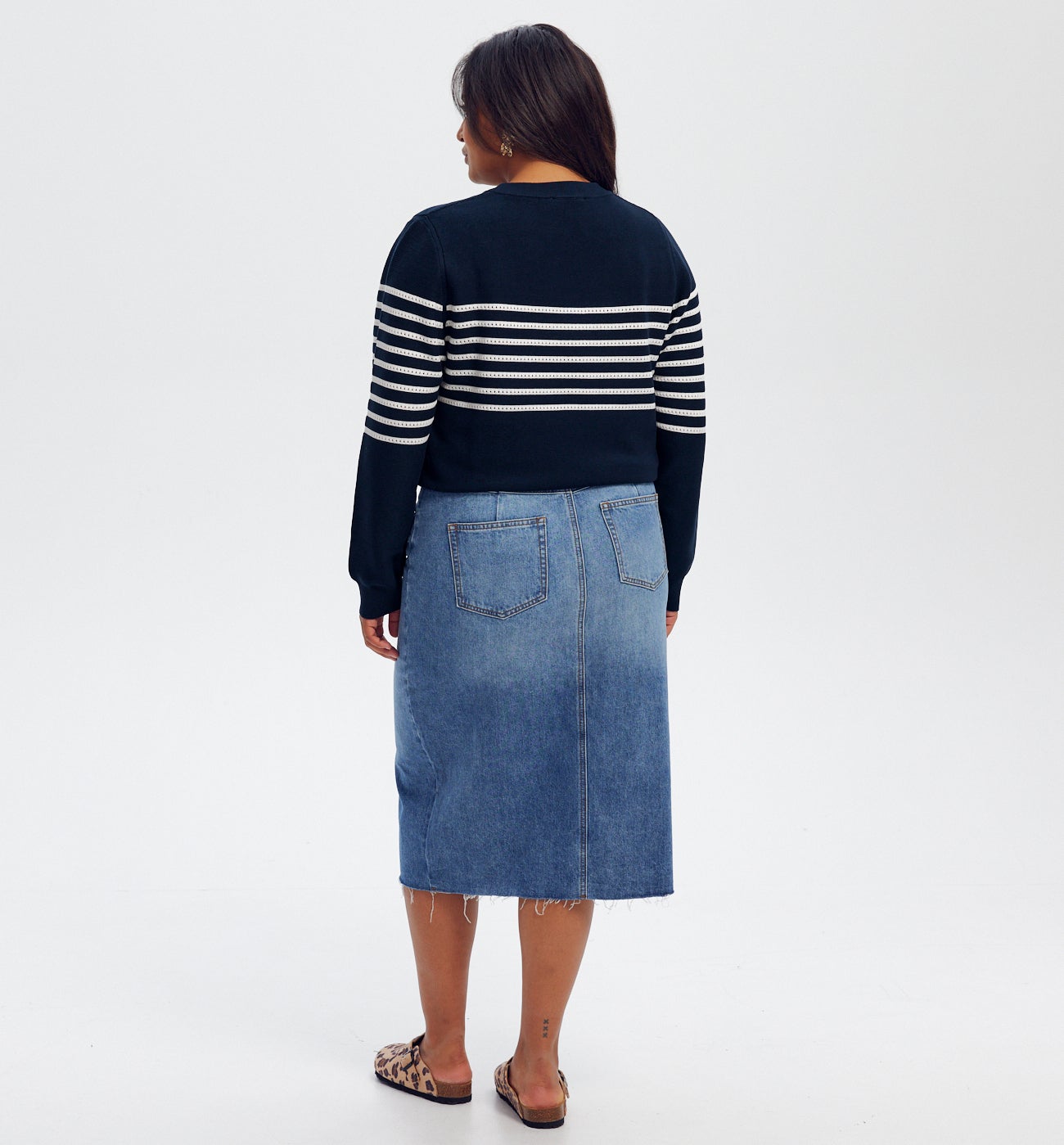 Pull marin Femme - Rayé écru