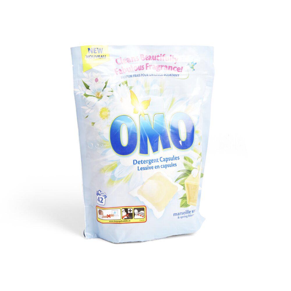 Lessive capsule OMO savon de marseille et fleur de printemps 42 pods