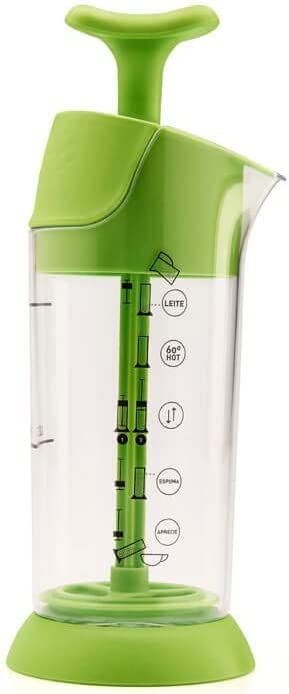 Espumador De Leite Pressca Amarelo, Leite Cremoso, BPA Free, 200 ml, Mixer, Cremeira.