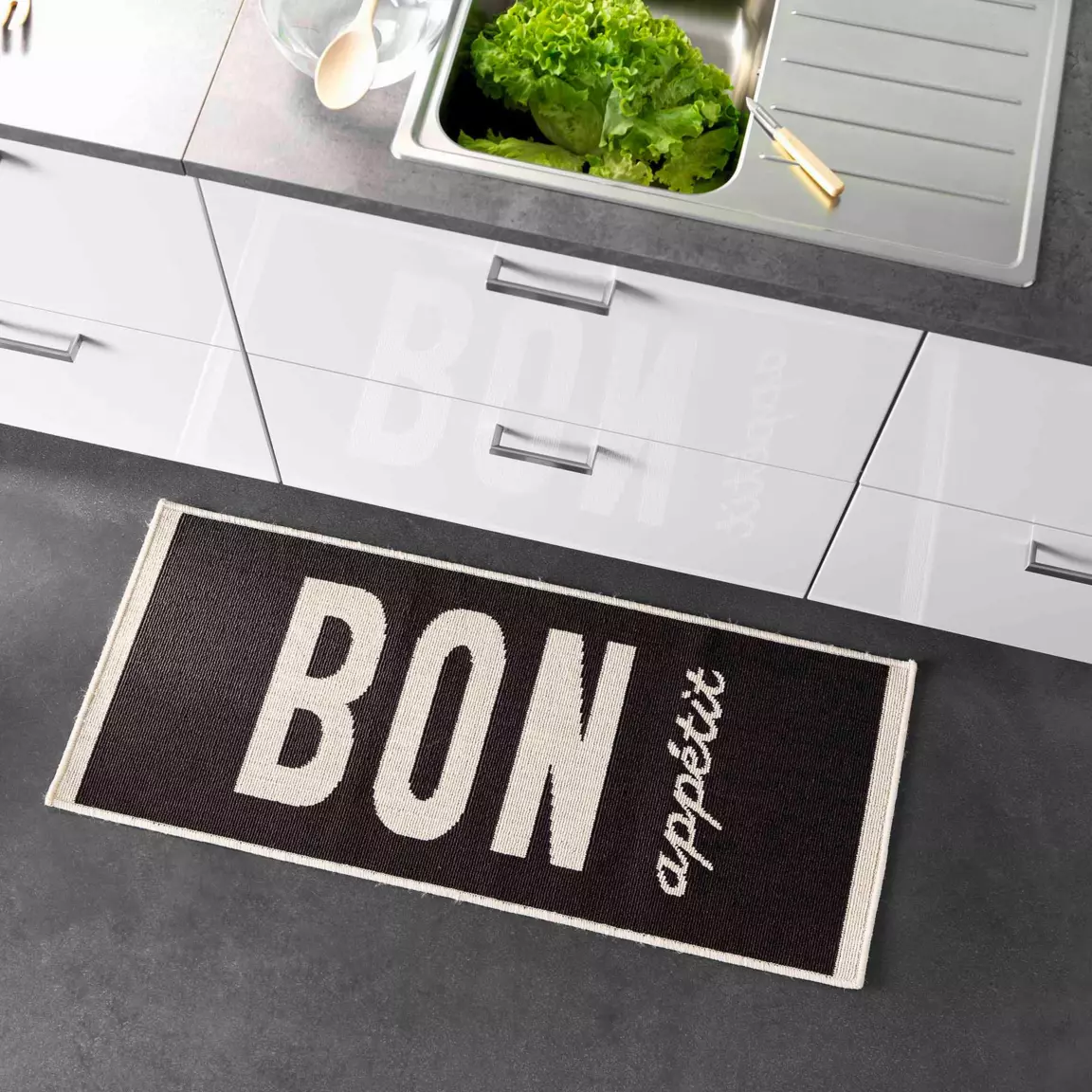 Tapis de cuisine (50 x 120 cm) Appetito Noir