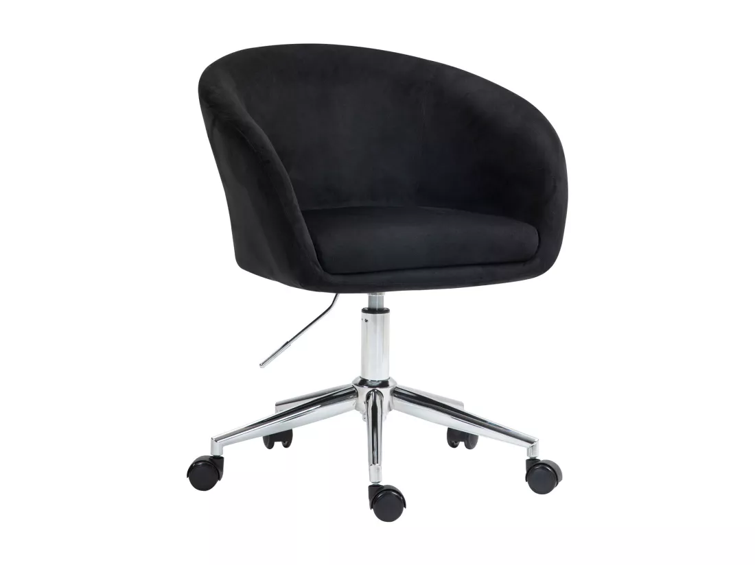 SVITA LOUISA chaise de bureau avec revêtement en velours noir, hauteur réglable