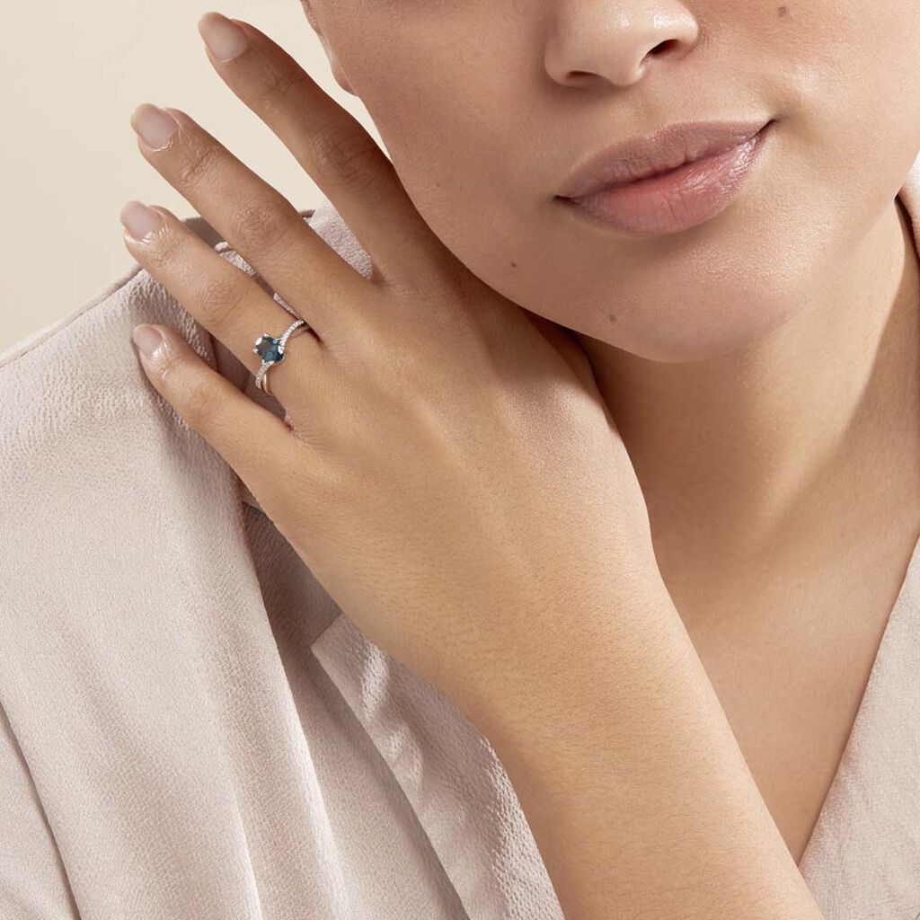 Bague Haissa Or Blanc Topaze Et Oxyde De Zirconium