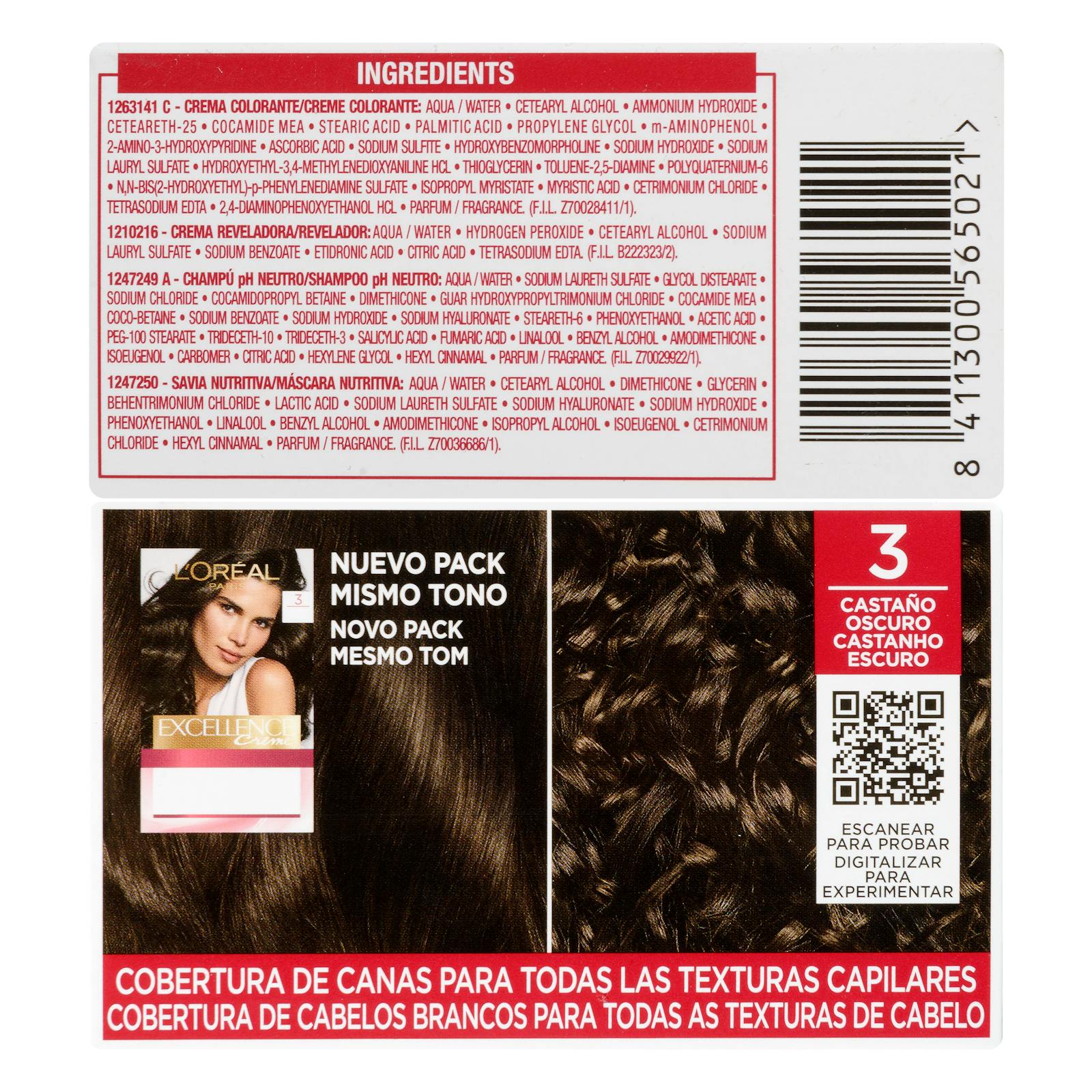 Coloration permanente 3 châtain foncé Excellence Crème