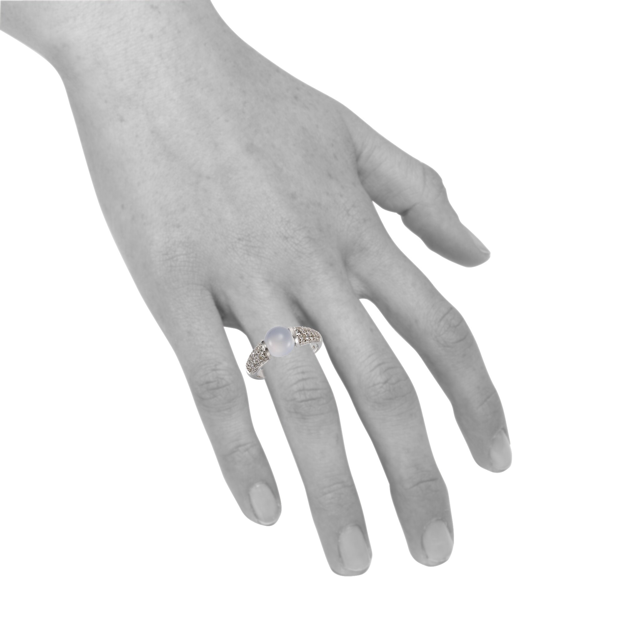 Jamelli Ring 925 Silber rhod. Chalcedon und Weißtopas