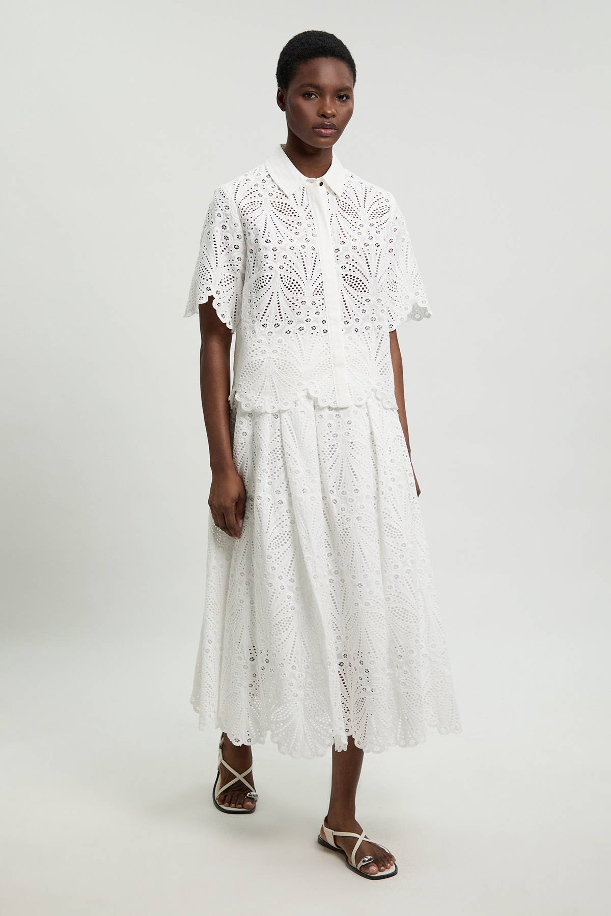 KarenMillen Jupe Longue Broderie Anglaise En Coton